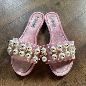 Cape Robbin Pink Pearl Embellished Sandals